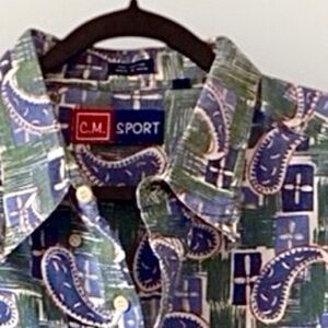 Vintage Authentic 1980s CM Sport Paisley Button-Up Shirt XL Excellent Condition
